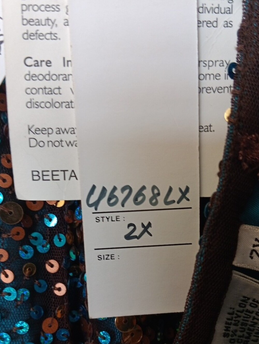 Scala Teal & Brown Sequin Strappy Maxi Gown - Picture 4 of 13